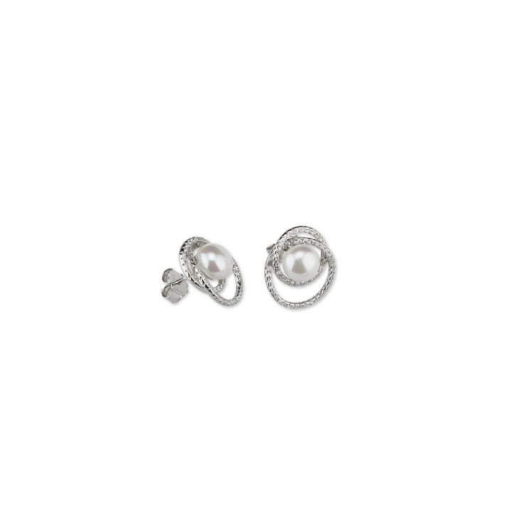 PENDIENTES PLATA 925 2CMS CIRCONITA PERLA CONCHA