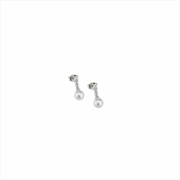 PENDIENTES PLATA 925 2CMS CIRCONITAS Y PERLA CONCHA