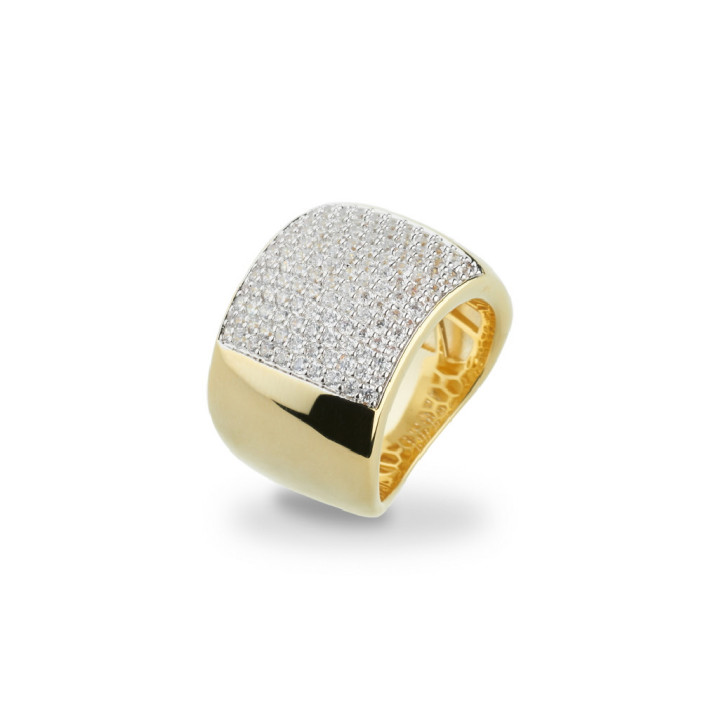 ANILLO BRONCE DORADO 18KT Y CIRCON.