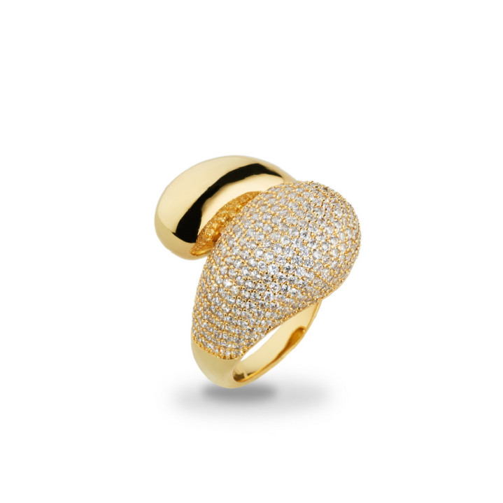 ANILLO BRONCE DORADO 18KT Y CIRCON.