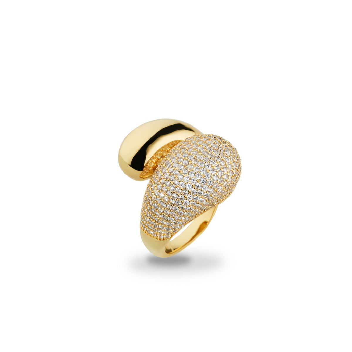 ANILLO BRONCE DORADO 18KT Y CIRCON.