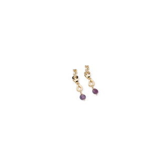 PENDIENTES BRONCE DORADO CUARZO VIOLETA 5,5CMS